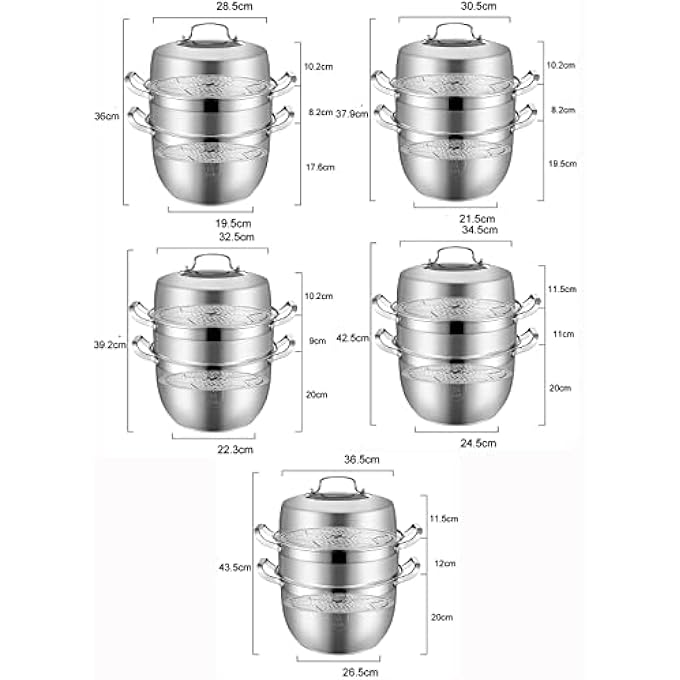 قدر بخار، قدر حساء، فولاذ مقاوم للصدأ 304 سميك، قاعدة مركبة من 3 طبقات، كعكات مطهوة على البخار، سمك، مأكولات بحرية، ذرة، حساء مطهو، لون واحد، 32 سم - Image 4