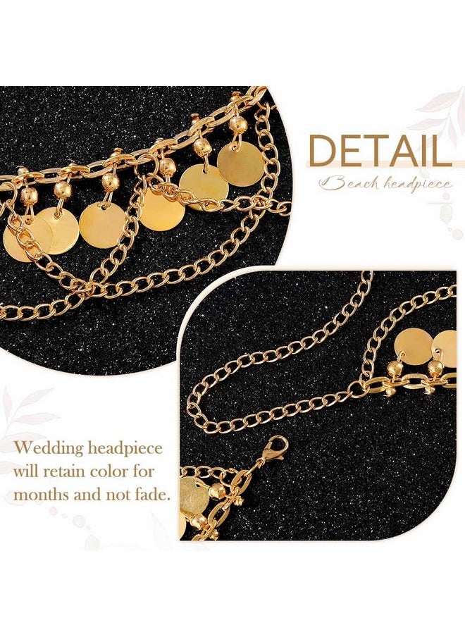 Kisshine - Kisshine Boho Head Chain Gold Sequins Hair Chains Layered Forehead Chain Jewelry Wedding Halloween Festival Costume Hair Accessories for women - Image 1