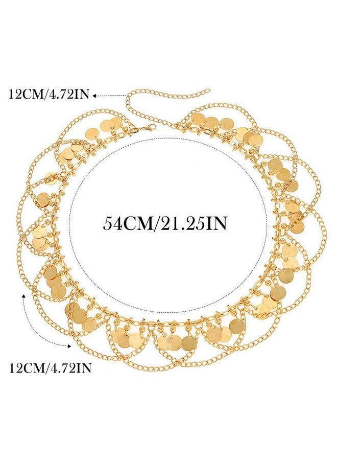 Kisshine - Kisshine Boho Head Chain Gold Sequins Hair Chains Layered Forehead Chain Jewelry Wedding Halloween Festival Costume Hair Accessories for women - Image 1