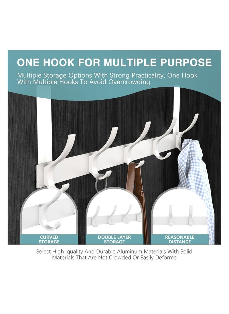 sokany Over Door Hook Hanger, Heavy Duty over Door, Hanger Rust Resistant - 12 Hooks, Space Saving over Door Organizer Rack for Hanging Coat, Towel, Bag, Robe, 25kg (White)  - Image 3