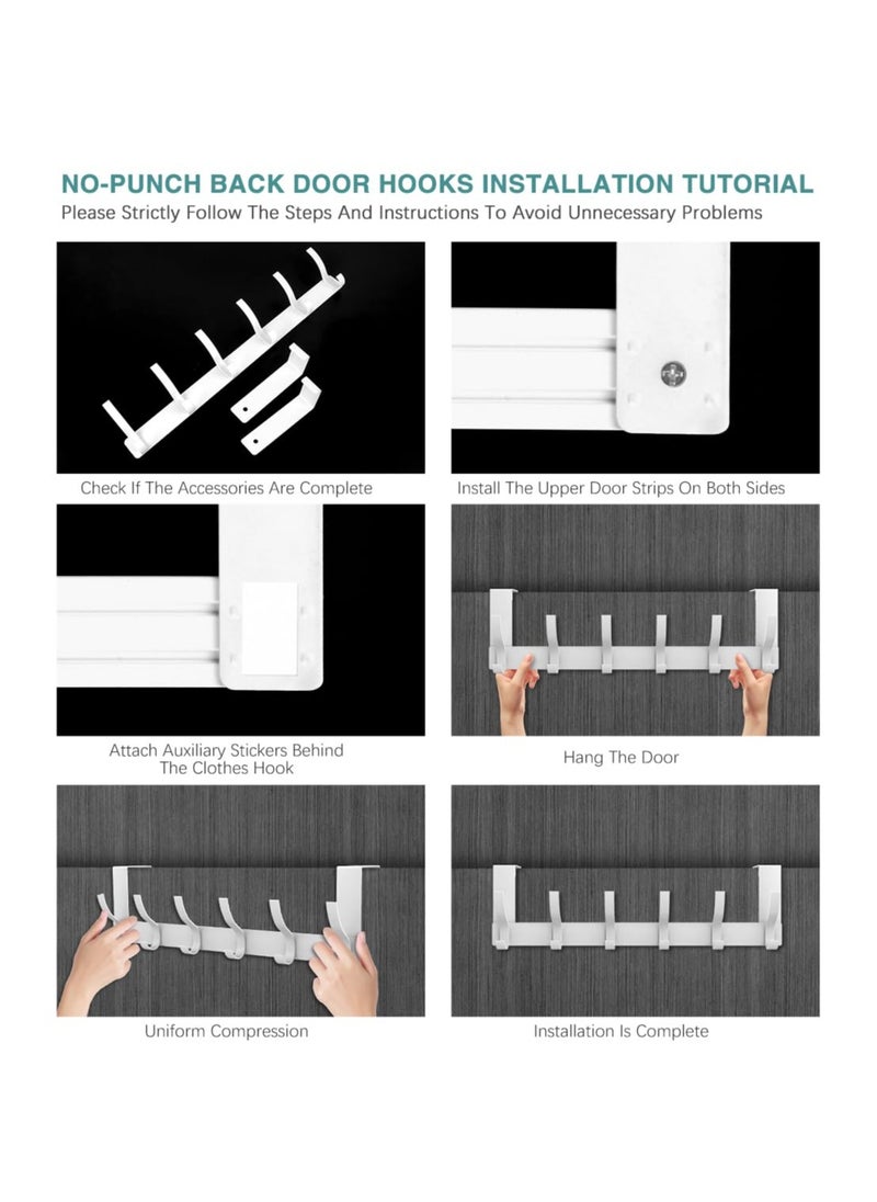 sokany Over Door Hook Hanger, Heavy Duty over Door, Hanger Rust Resistant - 12 Hooks, Space Saving over Door Organizer Rack for Hanging Coat, Towel, Bag, Robe, 25kg (White)  - Image 4