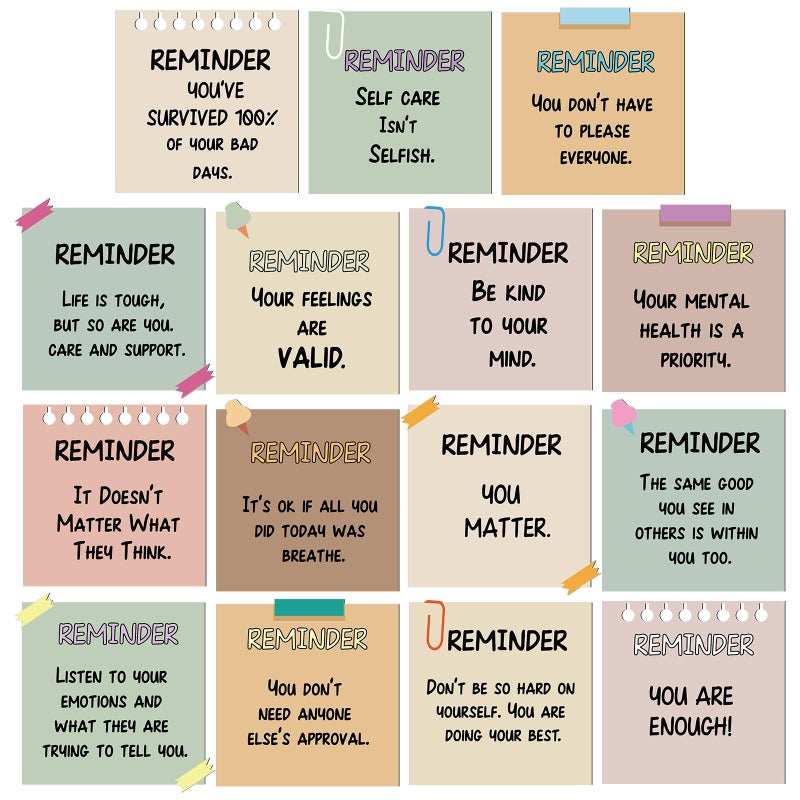 Copkim 15 Pcs Mental Health Fridge Magnets Boho Inspirational Daily Reminder Refrigerator Magnets Mental Reminder Notes Affirmations Encouragement Gift for Kitchen Whiteboard Therapy Office Home Decor - Image 1