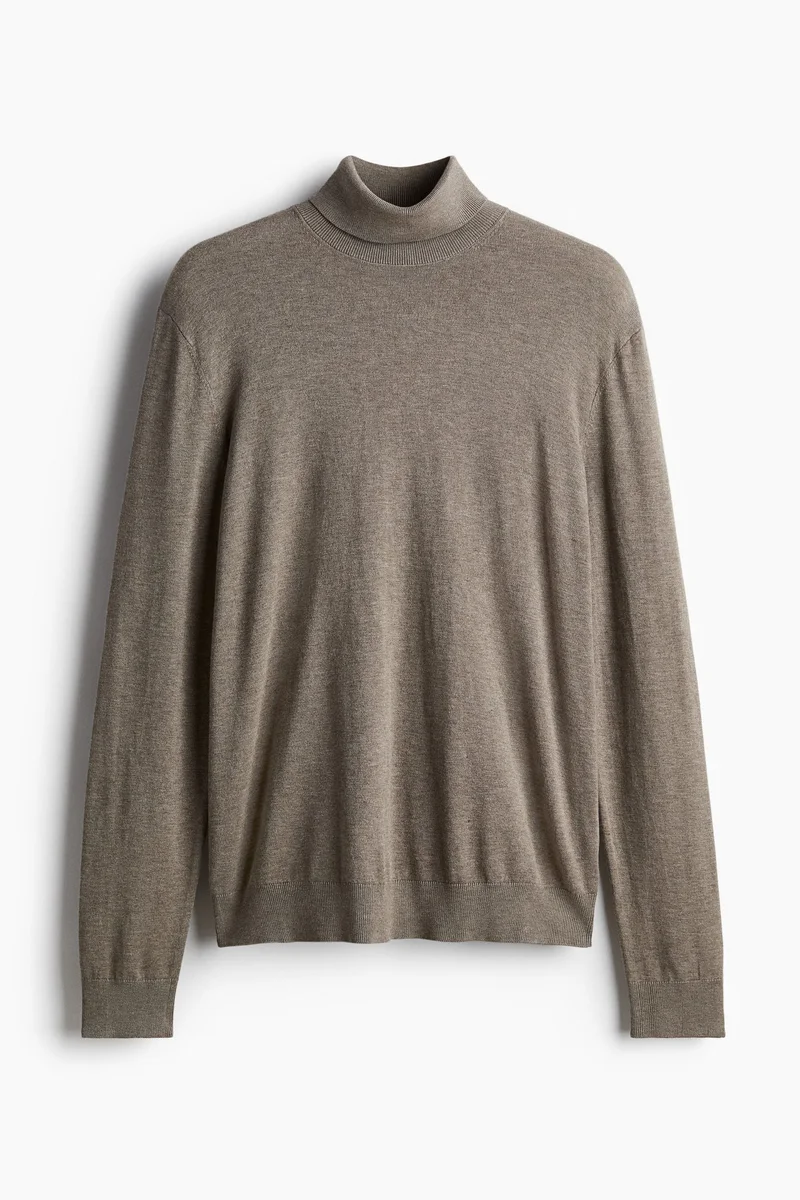 H&M Slim Fit Fine-Knit Polo-Neck Jumper