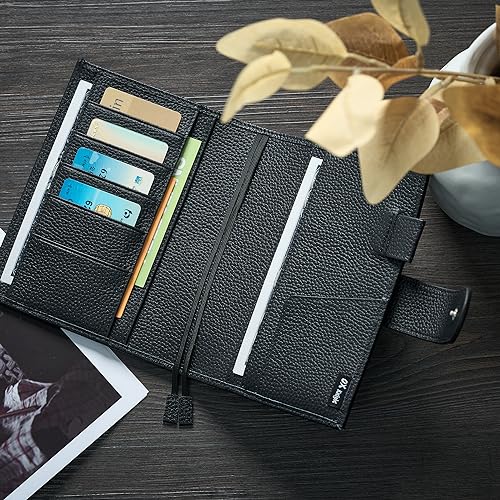 Ox Knight Genuine Leather Cover for A6 Notebooks, Fits Hobonichi Techo Original,Midori MD Planners, Leuchtturm1917 and Stalogy with Pen Loop, Card Slots, Side Pockets, Back Pocket and Bookmarks (Black) - Image 3