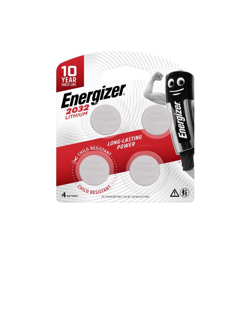 إنرجايزر Energizer Ecr 2032Bp2 Max- Sp Coin Lithium 3V بطاريات ، 4 قطع ، فضي ، E301415200 - Image 1