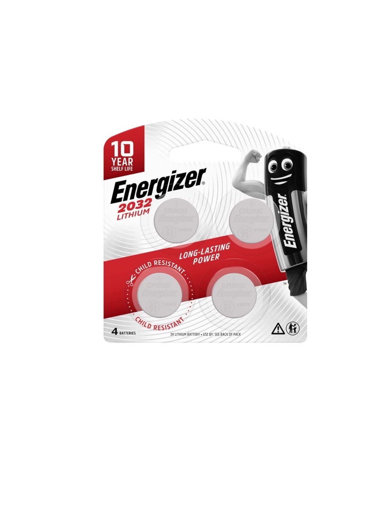إنرجايزر Energizer Ecr 2032Bp2 Max- Sp Coin Lithium 3V بطاريات ، 4 قطع ، فضي ، E301415200 - Image 2