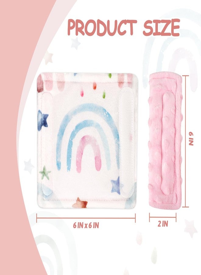 WINGHENLEE Baby Car Seat Strap Pads, Car Seat Strap Shoulder Covers for Baby Infant Toddler, Double-Sided Car Seat Belt Covers for Stroller/Pushchair/Baby Swing, Soft Flannel, Rainbow - Image 3