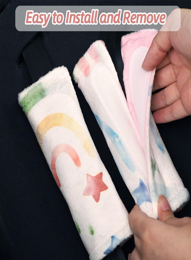 WINGHENLEE Baby Car Seat Strap Pads, Car Seat Strap Shoulder Covers for Baby Infant Toddler, Double-Sided Car Seat Belt Covers for Stroller/Pushchair/Baby Swing, Soft Flannel, Rainbow - Image 5