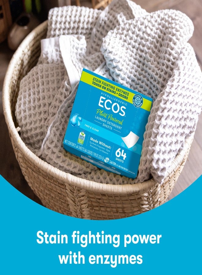 ECOS Laundry Detergent Sheets Vegan, No Plastic Jug, No Mess & Liquid Free - Laundry Sheet in Washer - Hypoallergenic, Plant Powered Laundry Detergent Sheet - Free and Clear - 64 Sheets (Pack of 1) - Image 3