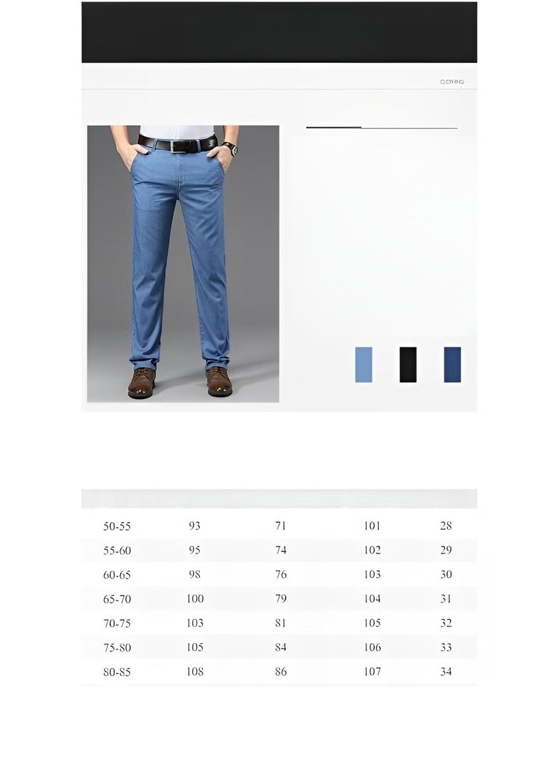 REOCLE Men's Jeans Stretch Straight Leg Regular Fit Denim Pants Summer Thin Jean Classic Comfort Jean Made of High-quality Cotton - Image 5