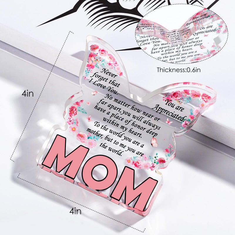 Jettryran Mom Christmas Gifts from Daughter Christmas Gifts for Mom from Son  Mom Birthday Ideas Gift Unique Mother's Day Gifts Best Mom Ever Gift New Mom Single Mom Stepmom Butterfly Shaped Acrylic Plaque Sign - Image 5