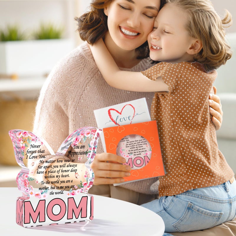Jettryran Mom Christmas Gifts from Daughter Christmas Gifts for Mom from Son  Mom Birthday Ideas Gift Unique Mother's Day Gifts Best Mom Ever Gift New Mom Single Mom Stepmom Butterfly Shaped Acrylic Plaque Sign - Image 3