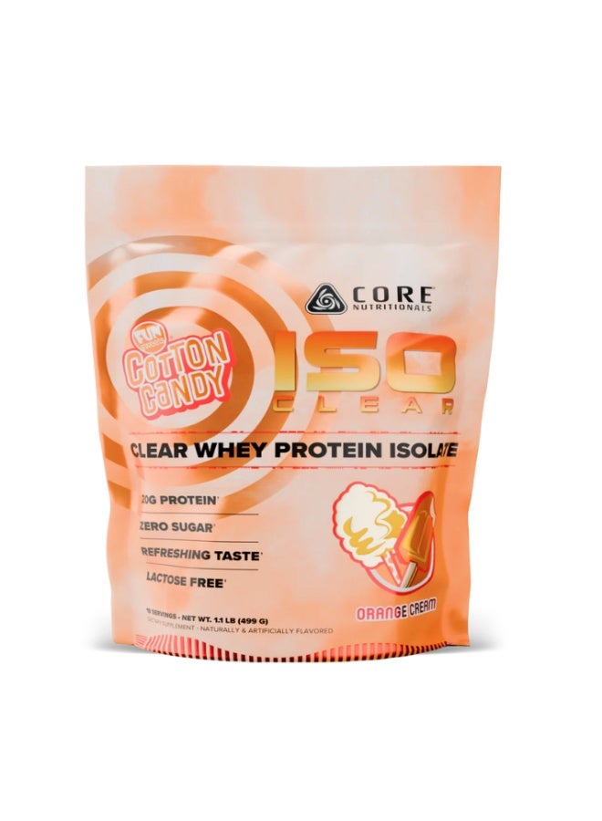 ISO-CLEAR  Ultra-Pure Whey Protein Isolate, Fast-Absorbing & Low-Lactose, Refreshing Clear-Shake Formula for Muscle Recovery & Lean Gains - Fun Sweets Orange Cream  (1lbs)