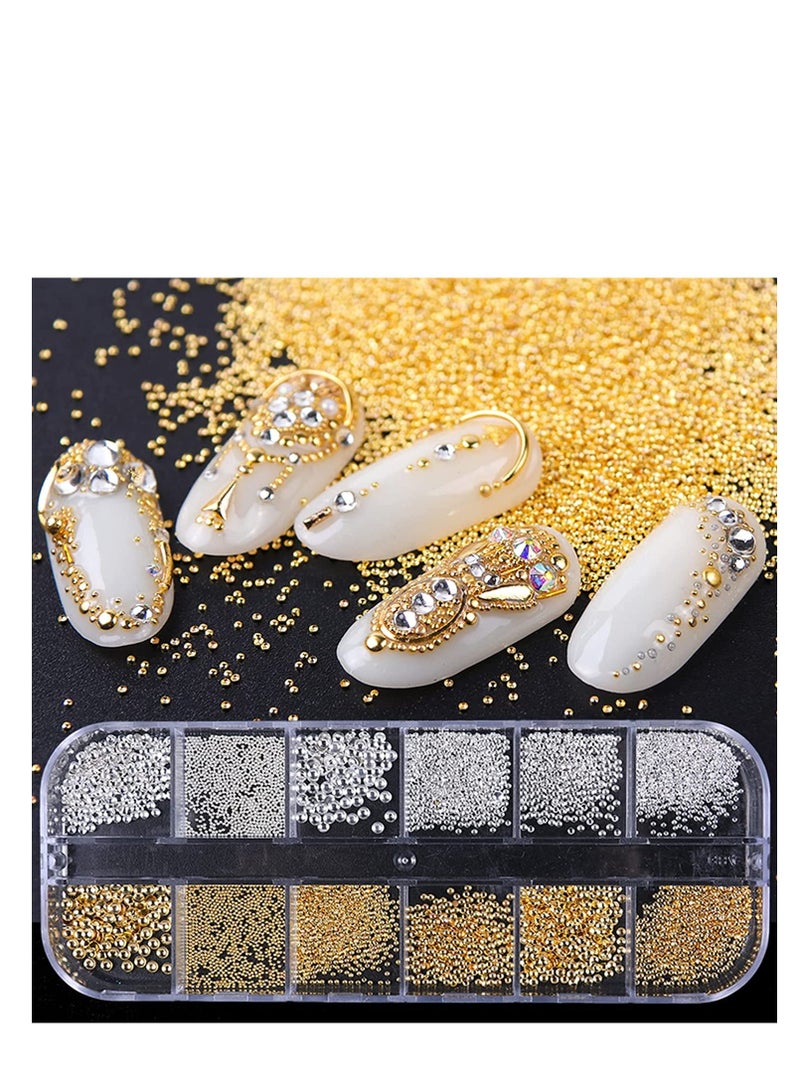 SYOSI Nail Art Pearls Flatback Pearls Nail Charms Gold Silver White Half Round Nail Art Supplies Luxurious Design Nail Accessories Rhinestones Mixed Various Sizes 0.8mm 5mm for Women Nail Decoration - Image 5