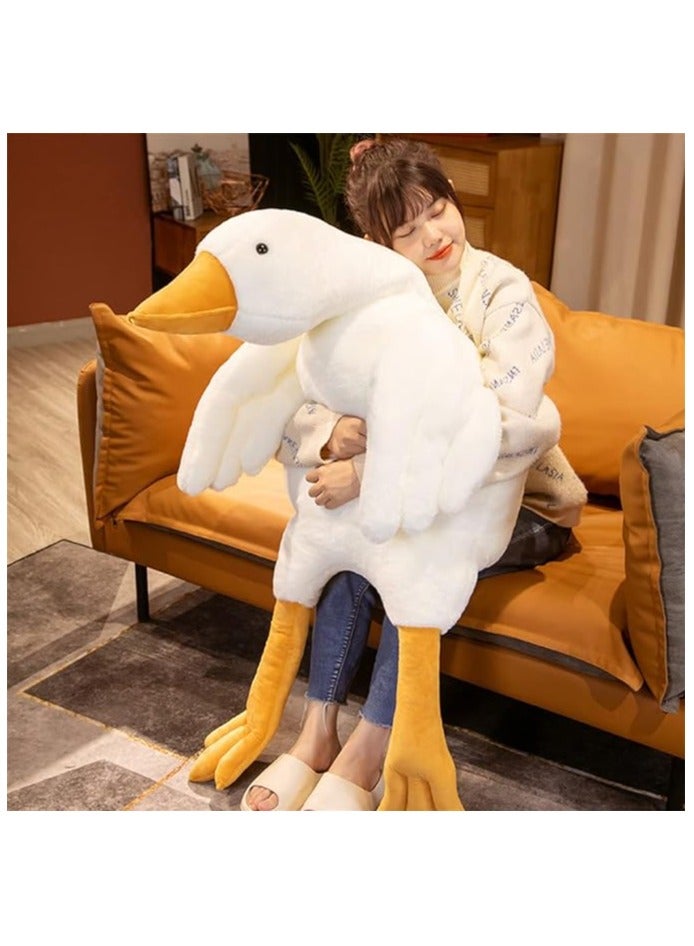 Tiowo Giant White Goose Stuffed Animal Huge Duck Soft Toys Cuddly Plush Toys Big Long Swan Doll Kids Plush Pillow Sleeping Hugging Bolster Pillow Cushion for Bed Sofa Floor (White,160cm/63inch)  - Image 3