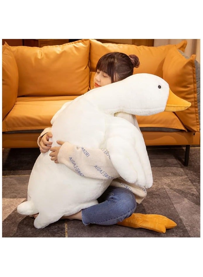 Tiowo Giant White Goose Stuffed Animal Huge Duck Soft Toys Cuddly Plush Toys Big Long Swan Doll Kids Plush Pillow Sleeping Hugging Bolster Pillow Cushion for Bed Sofa Floor (White,160cm/63inch)  - Image 2