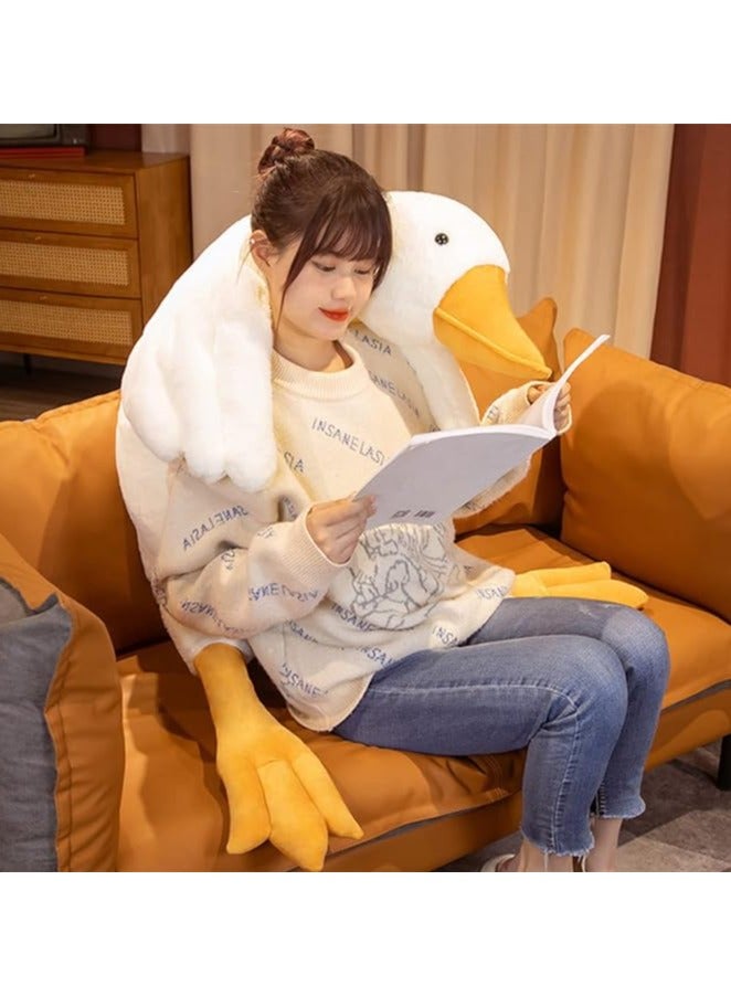 Tiowo Giant White Goose Stuffed Animal Huge Duck Soft Toys Cuddly Plush Toys Big Long Swan Doll Kids Plush Pillow Sleeping Hugging Bolster Pillow Cushion for Bed Sofa Floor (White,160cm/63inch)  - Image 4