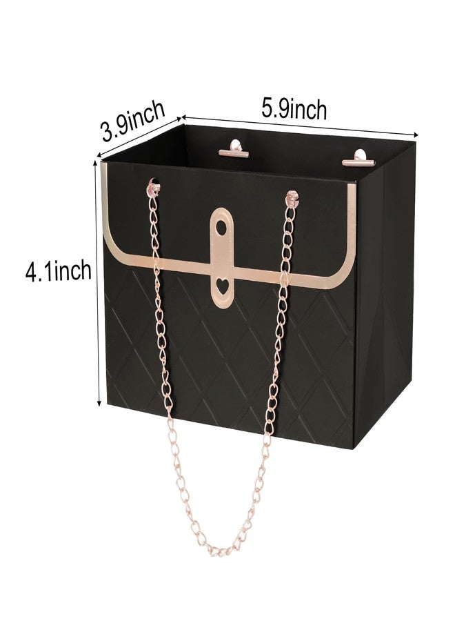 baotongle 6pcs Flower Paper Gift Box Bouquet Storage Bucket Handbag with Metal Chain Flower Boxes for Arrangements Wedding Valentine's Mother's Day Birthday Bridal Shower Black - Image 4