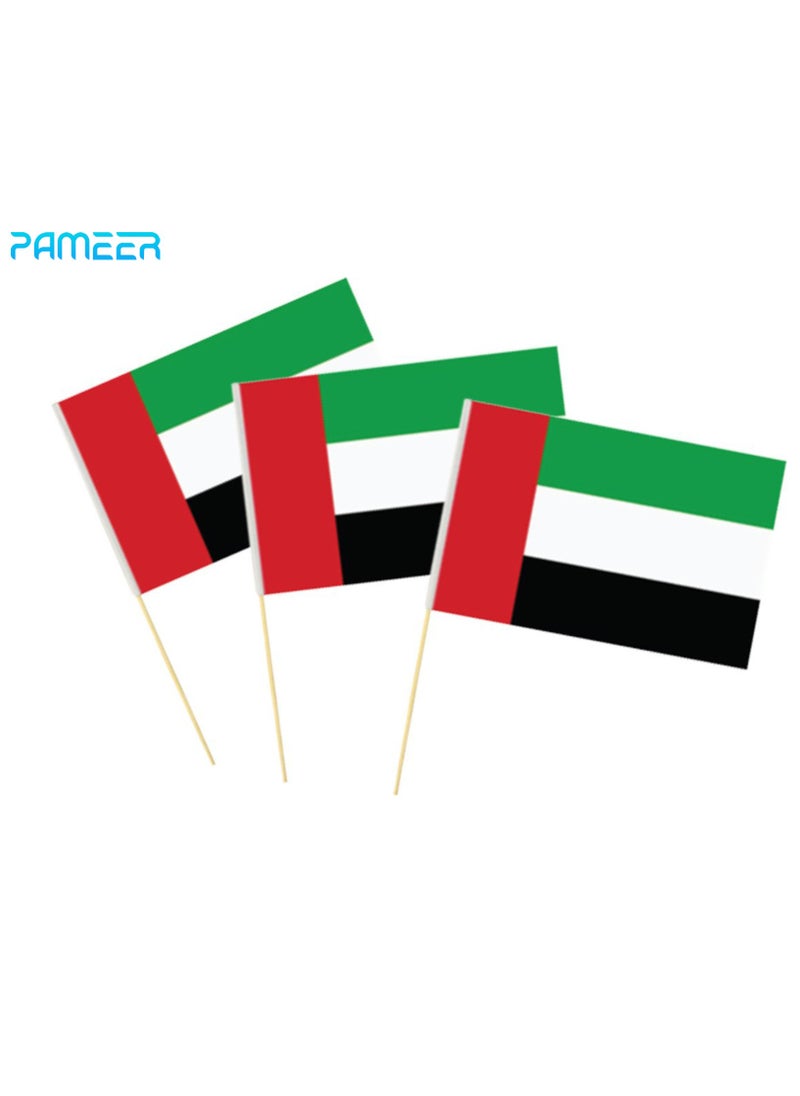 PAMEER 12 Pcs 45 x 30 CM UAE National Day Celebration Flags Hand Held Flags Emirati National Days Flags Wooden Hand Grip UAE Flags for Cars Home Office Desk National Day Martyrs Day Flag Day Celebrations  - Image 4