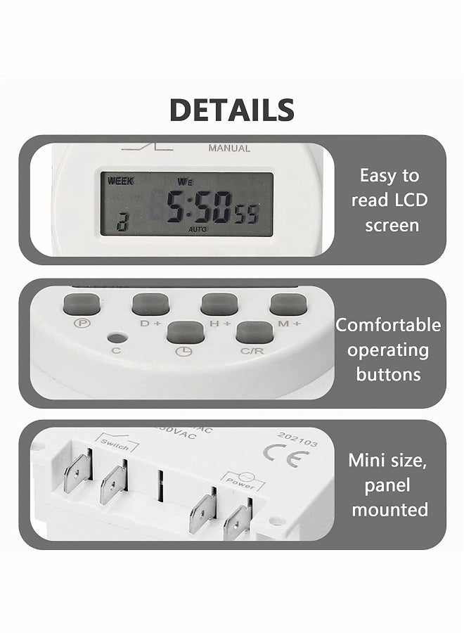 مؤقت رقمي قابل للبرمجة أسبوعيًا، مفتاح للأجهزة المنزلية، 16 برنامج تشغيل/إيقاف مستقل، للأضواء والمراوح وصانعة الخبز ومكيف الهواء، مؤقت للمطبخ، سهل التحكم، حياة ذكية - Image 3