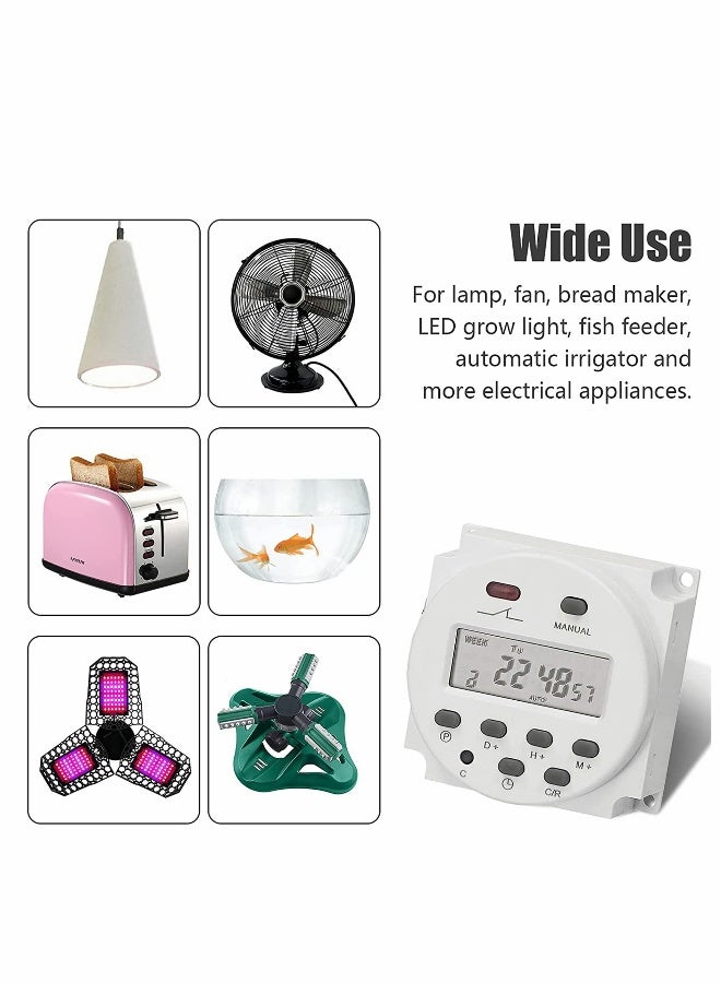 مؤقت رقمي قابل للبرمجة أسبوعيًا، مفتاح للأجهزة المنزلية، 16 برنامج تشغيل/إيقاف مستقل، للأضواء والمراوح وصانعة الخبز ومكيف الهواء، مؤقت للمطبخ، سهل التحكم، حياة ذكية - Image 4