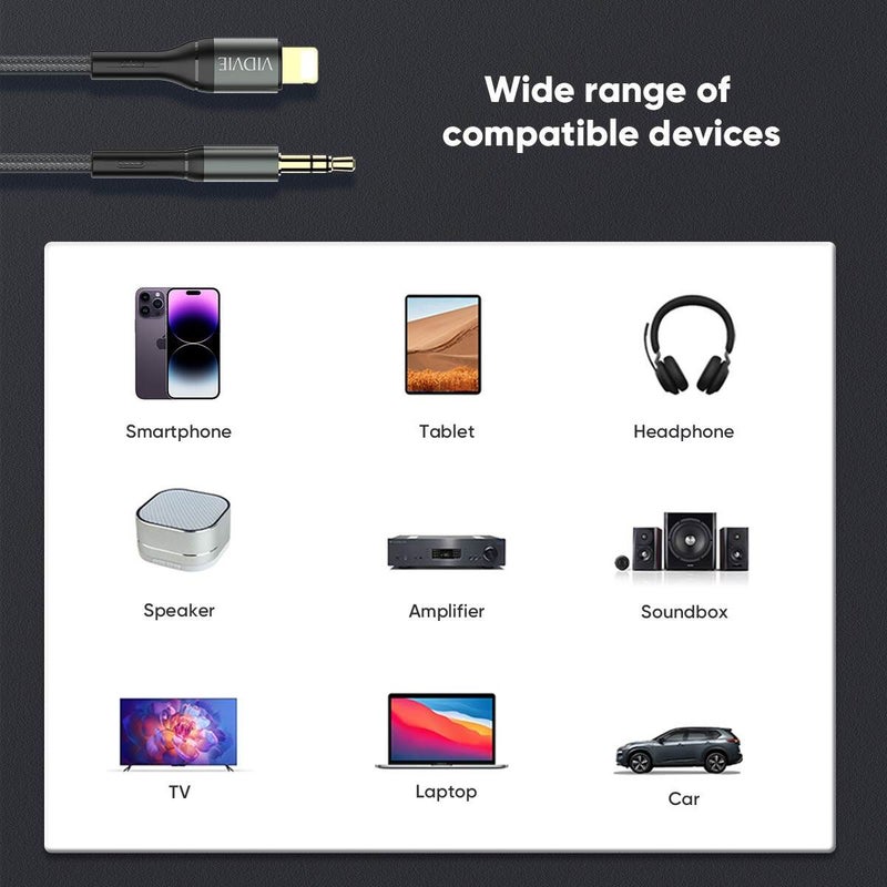 Vidvie AL1112 Lightning Audio Cable High Quality Sound for Apple Devices - Image 3