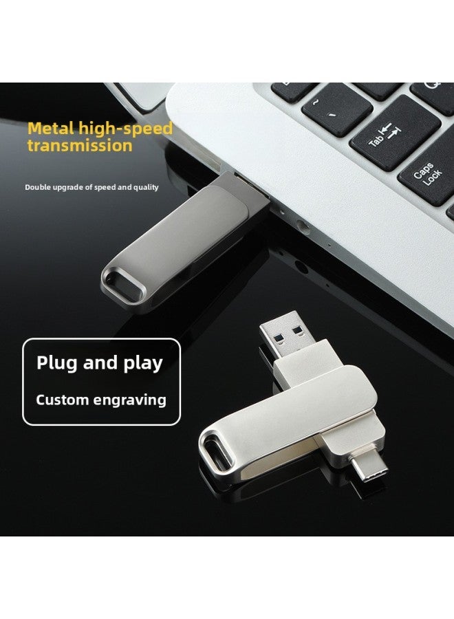 Type-C Mobile Phone USB Flash Drive 64G USB3.0 High-speed USB Flash Drive Mobile Phone Computer Three-purpose USB Flash Drive Dual Interface Android Otg-Color:Silver-Capacity:64GB  - Image 2