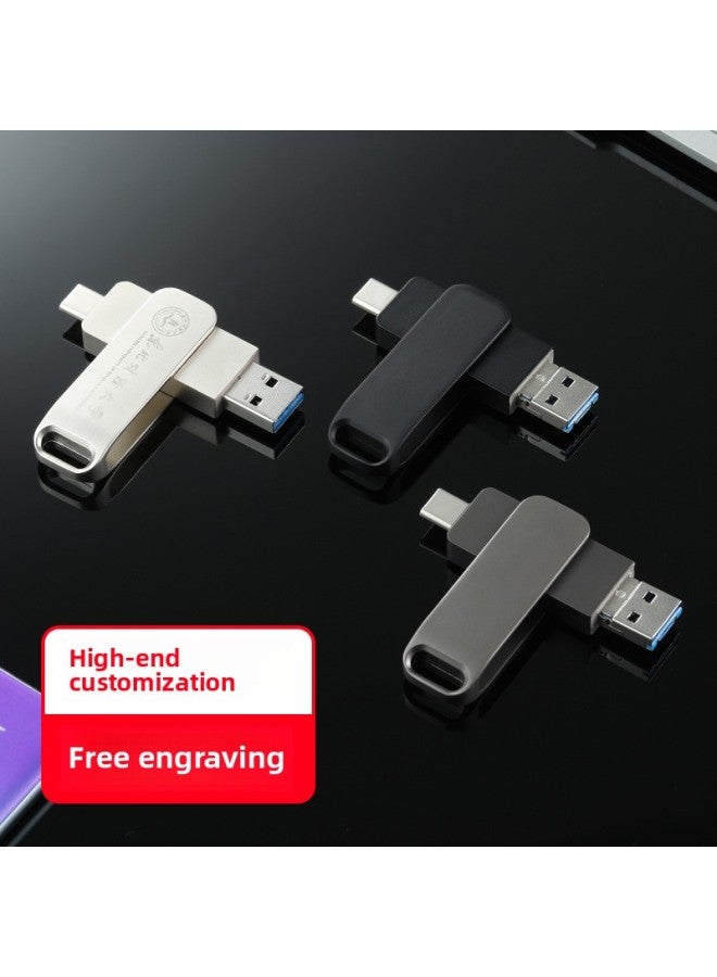 Type-C Mobile Phone USB Flash Drive 64G USB3.0 High-speed USB Flash Drive Mobile Phone Computer Three-purpose USB Flash Drive Dual Interface Android Otg-Color:Silver-Capacity:64GB  - Image 1