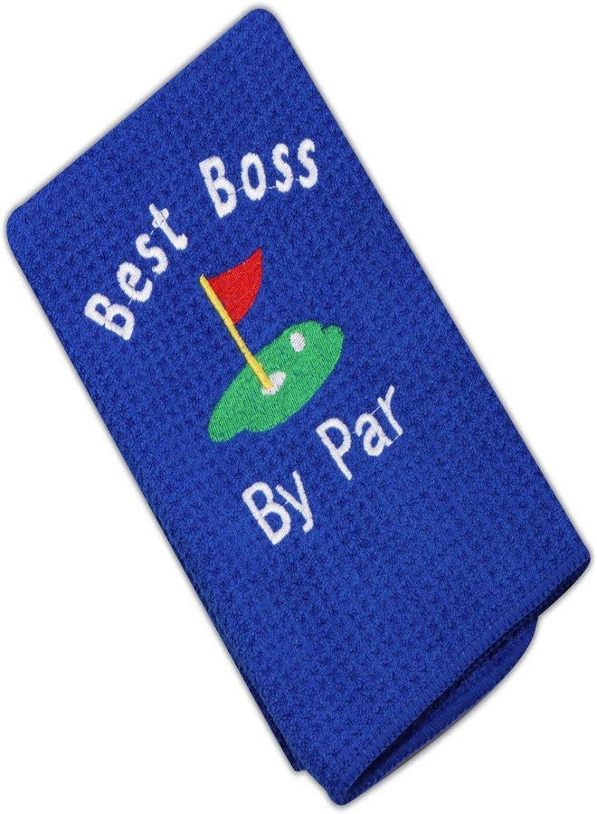 BLUPARK Boss Gift Funny Golf Towel Gift for Golfer Best Boss by Par Golf Embroidered Golf Towel Gift Boss's Day (BOSS-White) - Image 4