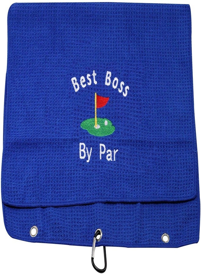 BLUPARK Boss Gift Funny Golf Towel Gift for Golfer Best Boss by Par Golf Embroidered Golf Towel Gift Boss's Day (BOSS-White) - Image 3