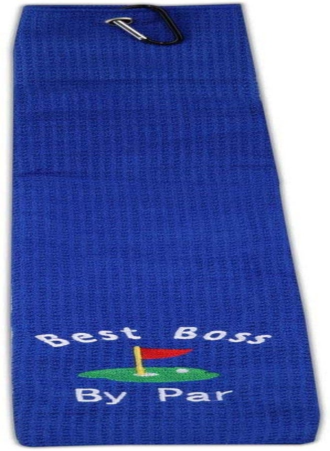 BLUPARK Boss Gift Funny Golf Towel Gift for Golfer Best Boss by Par Golf Embroidered Golf Towel Gift Boss's Day (BOSS-White) - Image 5