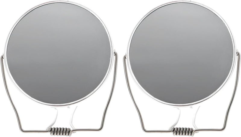 2pcs Dual-Sided Portable Folding Handheld Makeup Mirrors with Metal Frame, Compact Vanity Mirrors for Women’s Travel and Daily Makeup Accessories - Image 1
