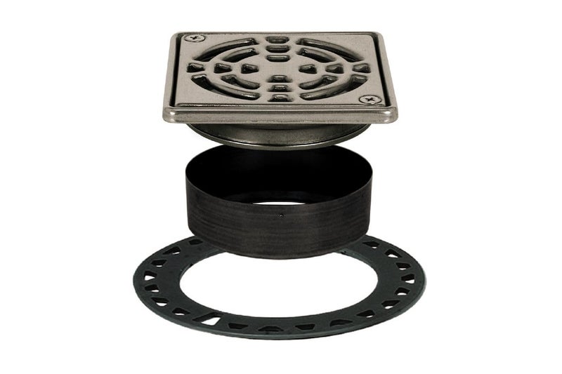 Schluter KerdiDrain Classic Shower Grate Kit with Integrated Slope Bonding Flange  Ideal for Tile Showers  4 Grate Size Square Stainless Steel Grate Finish  KD4GRKE