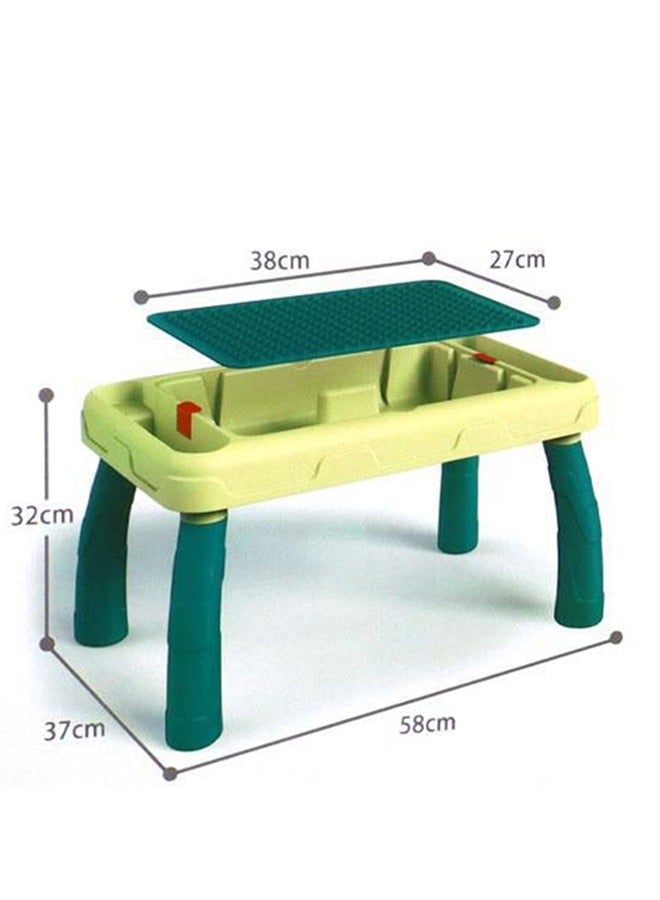 فيتنس ورلد طاولة مكعبات بناء متعددة الوظائف مع كرسي، مجموعة ألعاب تعليمية للأطفال - Image 2