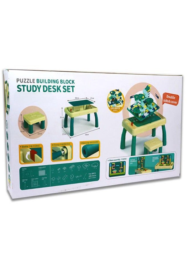 فيتنس ورلد طاولة مكعبات بناء متعددة الوظائف مع كرسي، مجموعة ألعاب تعليمية للأطفال - Image 3