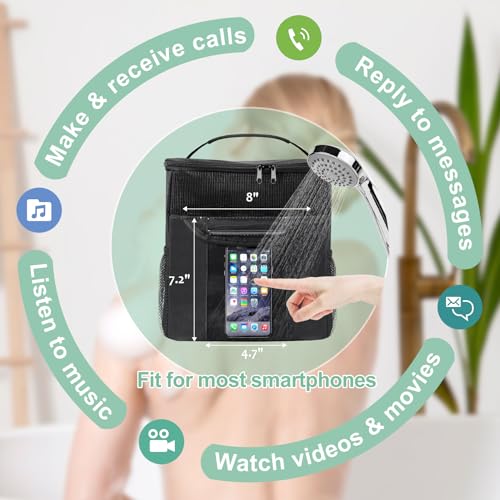 Attmu Portable Shower Caddy for Dorm Room Essentials, Foldable Mesh Shower Bag for College, Large Capacity Toiletry Bag Tote Bag Shower Caddy Portable for Student Boy Girl Bath Essentials (Black) - Image 5