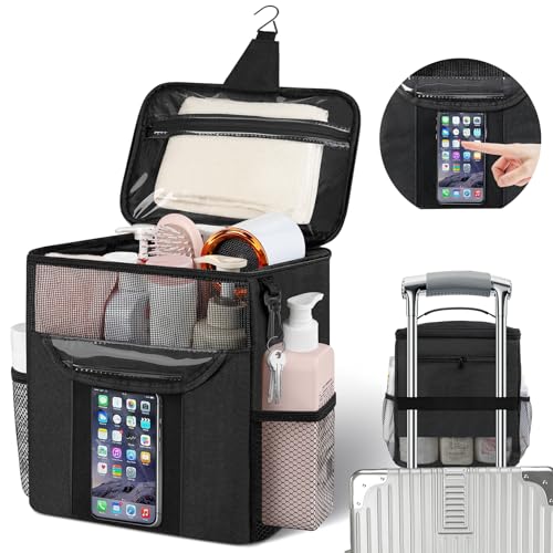 Attmu Portable Shower Caddy for Dorm Room Essentials, Foldable Mesh Shower Bag for College, Large Capacity Toiletry Bag Tote Bag Shower Caddy Portable for Student Boy Girl Bath Essentials (Black) - Image 1