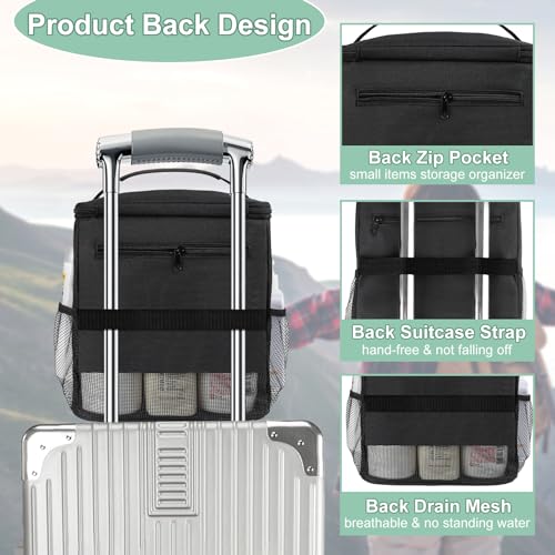 Attmu Portable Shower Caddy for Dorm Room Essentials, Foldable Mesh Shower Bag for College, Large Capacity Toiletry Bag Tote Bag Shower Caddy Portable for Student Boy Girl Bath Essentials (Black) - Image 4