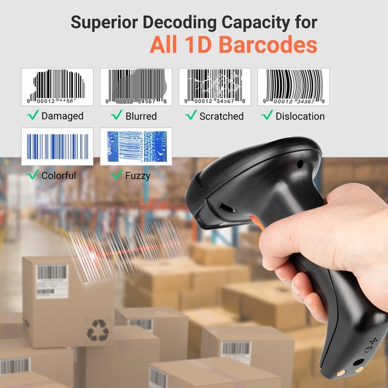 Tera Tera 1D Wireless Barcode Scanner USB Cradle Charging Base Handheld Laser Bar Code Reader 1D Automatic Sensing Fast and Precise Scanner  - Image 4