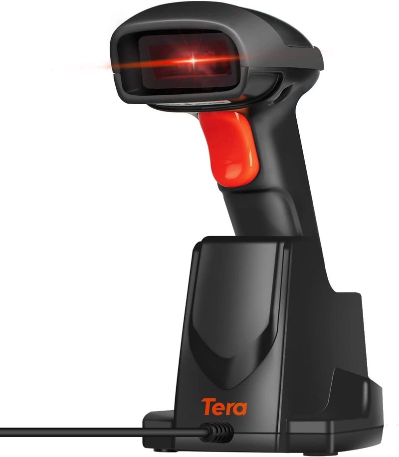 Tera Tera 1D Wireless Barcode Scanner USB Cradle Charging Base Handheld Laser Bar Code Reader 1D Automatic Sensing Fast and Precise Scanner  - Image 1
