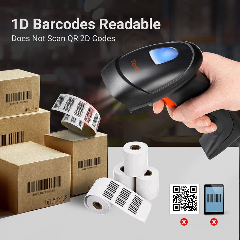 Tera Tera 1D Wireless Barcode Scanner USB Cradle Charging Base Handheld Laser Bar Code Reader 1D Automatic Sensing Fast and Precise Scanner  - Image 3