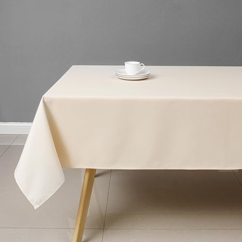 Wewoch Beige Rectangle Tablecloth Water Resistant Washable Polyester Table Cloth for Dining,Kitchen, Parties Weddings and Outdoor Use 52 Inch by 70 Inch - Image 1