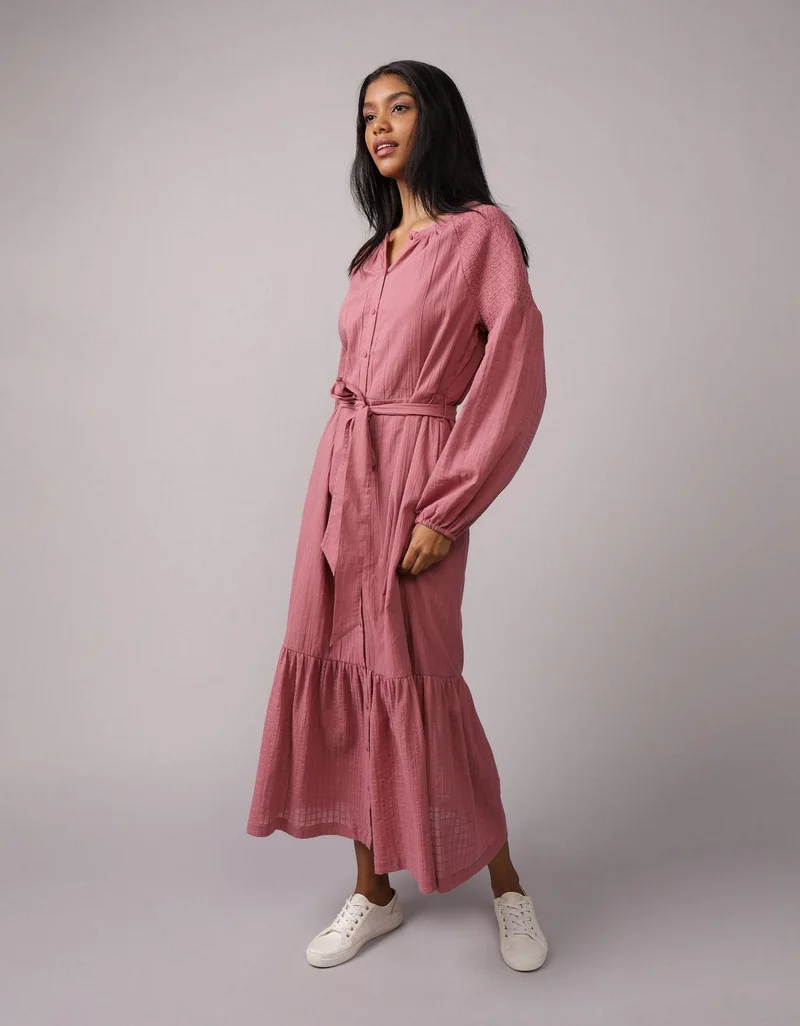 امريكان ايجل فستان ماكسي بتصميم قميص بأكمام طويلة