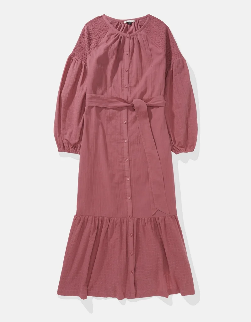 American Eagle  AE Long-Sleeve Maxi Shirt Dress. for Women | Best Price UAE