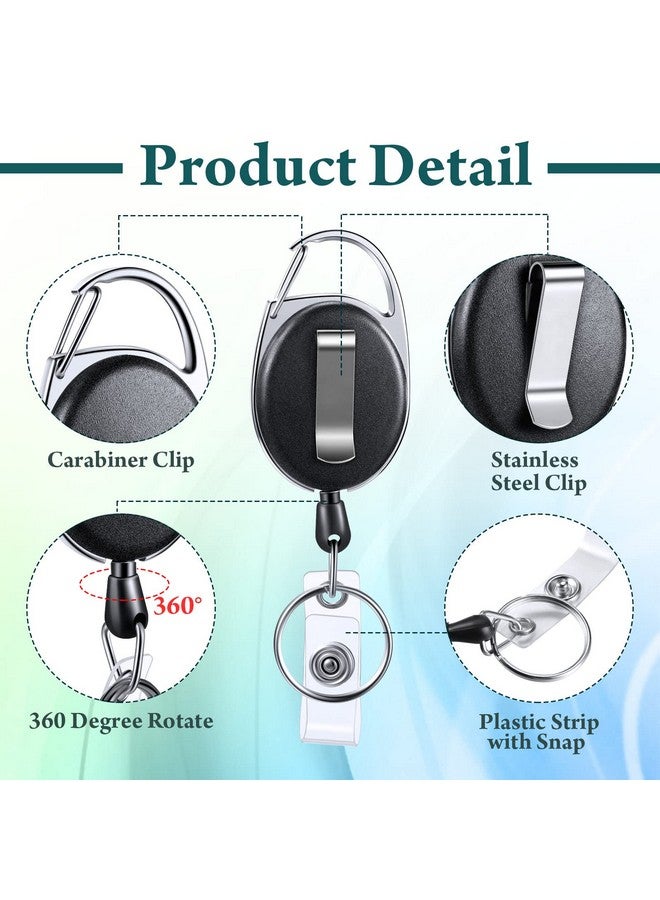 Laumoi 80 Packs Retractable Id Badge Holder Badge Reel With Belt Clip And Key Ring Name Id Badge Clips Keychain For Office Worker Doctor Nurse Employee (Black)  - Image 3