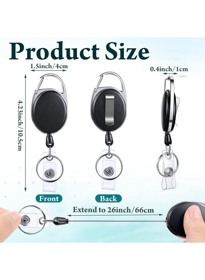 Laumoi 80 Packs Retractable Id Badge Holder Badge Reel With Belt Clip And Key Ring Name Id Badge Clips Keychain For Office Worker Doctor Nurse Employee (Black)  - Image 2