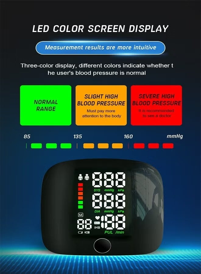 HAVEN Rechargeable Wrist Blood Pressure Monitor，Automatic Blood Pressure Monitor with Touch Screen & Automatic Voice，Irregular Heartbeat Detector - Image 4