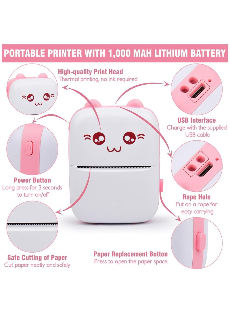Mini Thermal Printer,Portable Labler Maker with 13 Rolls Paper,Bluetooth Sticker Printer Wireless Inkless printer Compatible with iOS/Android for Study Notes Journal,Memo,Photo,Lists,QR,Adress - Image 4