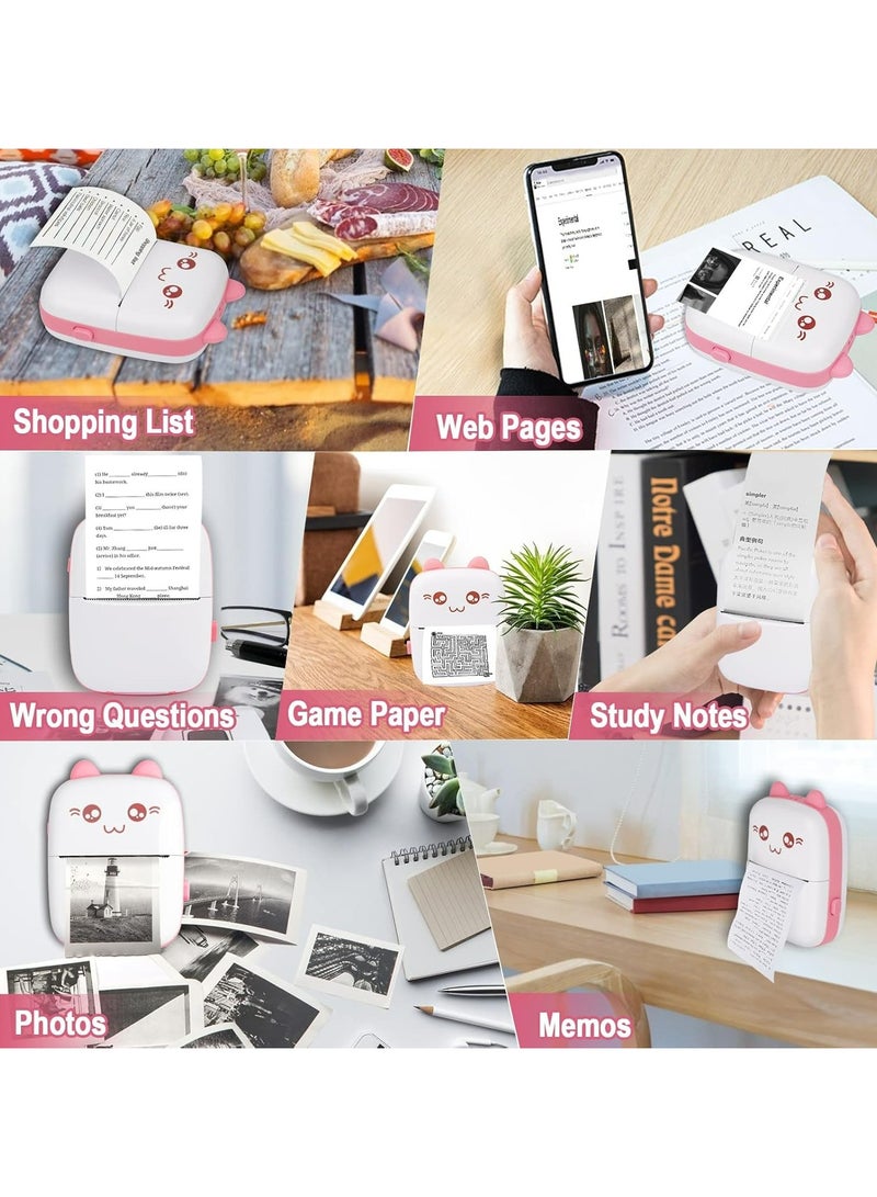 Mini Thermal Printer,Portable Labler Maker with 13 Rolls Paper,Bluetooth Sticker Printer Wireless Inkless printer Compatible with iOS/Android for Study Notes Journal,Memo,Photo,Lists,QR,Adress - Image 3