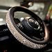 PINCTROT Bling Bling Comfy Steering Wheel Cover with Jumbo Crystal Rhinestones AntiSlip Diamond Leather Car Steer Cover Gold - Image 2